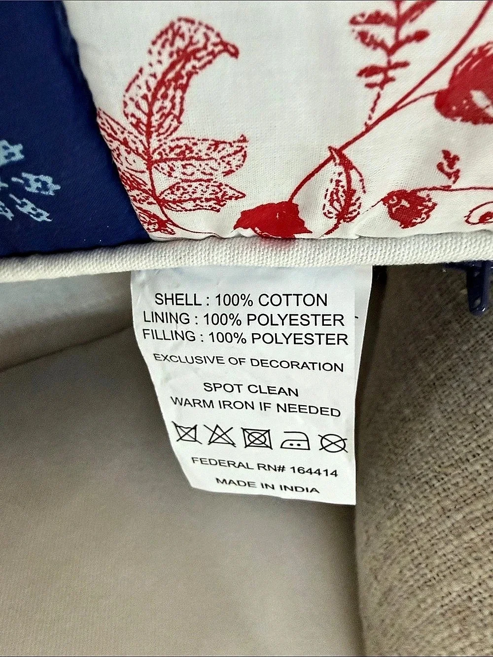 NWT Patchwork Bandana Print Throw Pillow Blue & Red_3